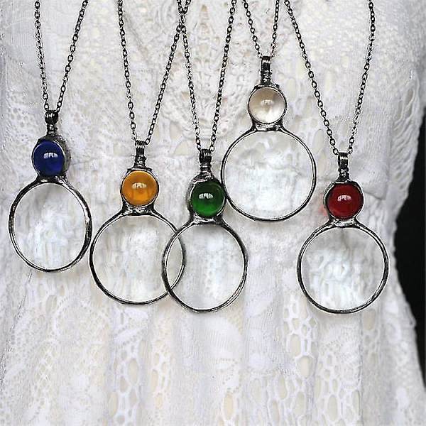 Förstoringsglas Halsband Present, Läsförstoringsglas Hänge Halsband För Äldre, Förstoringsglas För Böcker, Tidningar, Läs Smycken White