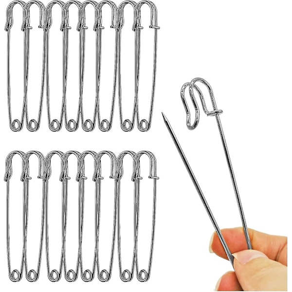 15 kpl 4\" Extra Wide Turvapinnit Vaatteille, Nahalle, Kankaalle, Peittoihin, Käsitöihin, Häämeihin, Kilteihin (kiiltävät)