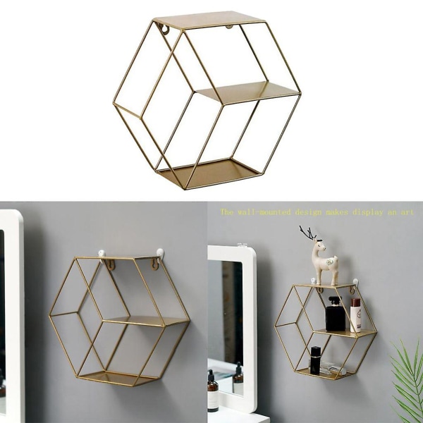 Smijernsvegghylle Veggmonteringsstativ Holder Dekorativ organisering Golden Nordic Vegghylle 28,5x25,5x9,5 Cm