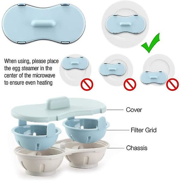 Mikrobølgeovn Eggkoker, 2 Kopp Mikrobølgeovn Eggevisp, Mikrobølgeovn Posjert Egg Maker, Mikrobølgeovn Egg Sjablong med Lokk (Tåler Oppvaskmaskin)