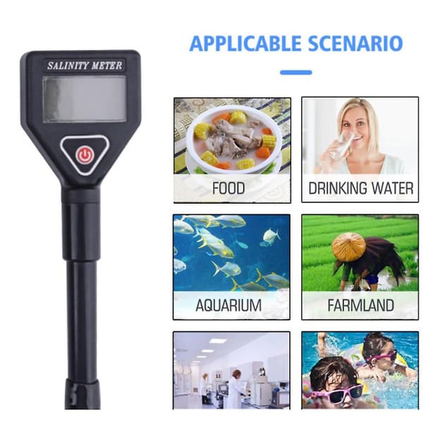 Bærbar salinitetsmåler Salinometer Halometer Saltmåler Saltvannsmat Salinitetstester Salt C Black