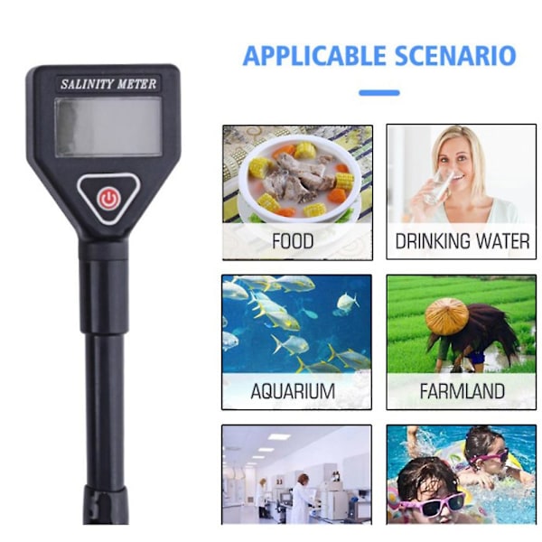 Bärbar salthaltsmätare Salinometer Halometer Saltmätare Saltvattenmat Salthaltstestare Salt C Black