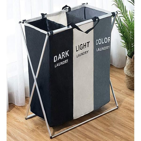 Laundry Basket with 3 Compartments - Basket for Laundry - 135L