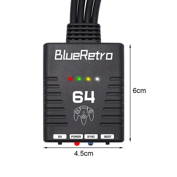 Langattoman ohjaimen sovittimen LED-ilmaisin Ei latenssia Bluetooth-yhteensopiva tuki 4 pelaajan peliohjaimen sovitin N64 Console_da:lle