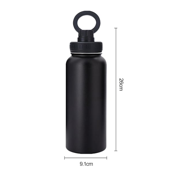 1000ML Isolert Flaske Matvaregodkjent 304 Rustfritt Stål Høy Temperaturbestandig med Magnetisk Roterende Telefonholder Bærbar Varm 12 Timer Kald 24 Timer