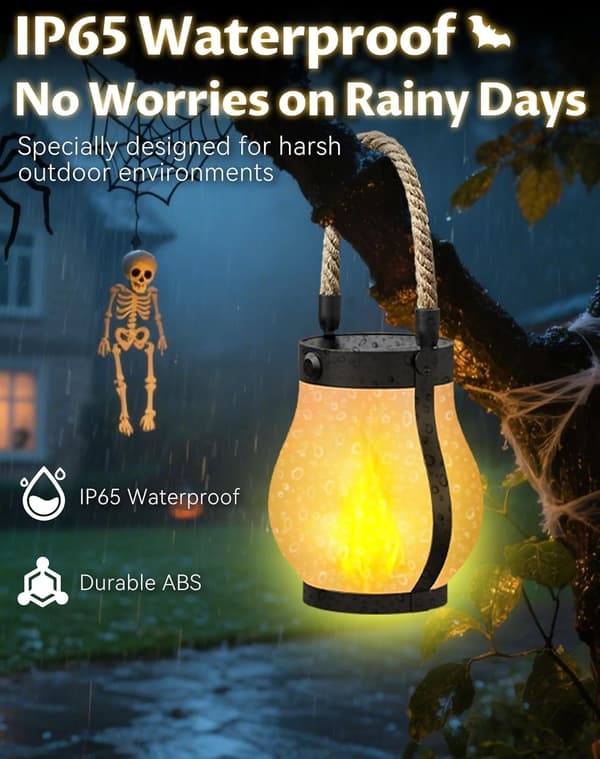 Solar-powered Outdoor Lights with Realistic Flickering Flame Effects; Solar LED Lanterns (2-pack)