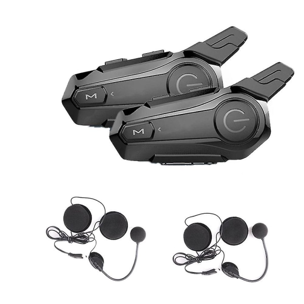 2 stk Bluetooth Intercom Motorsykkel Halvhjelm Bluetooth Headset For 2 Rytter Intercomunicador Wirel
