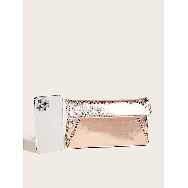 Dame Clutch Aften Taske Pu Læder Fest Aften Daglig Date Metallisk Rosaguld Rose Gold