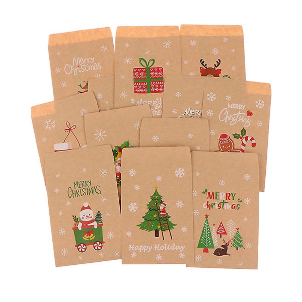 48 kpl Christmas Kraft Paper Bags Xmas Favor Candy Cookie Lahjapakkauspussit