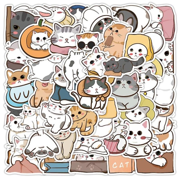 60 stk Kawaii Cats søte tegneserieklistremerker Leker for Barn bærbare Gjør-det-selv-dekaler