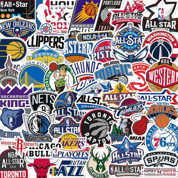 NBA Klistremerke (50 Ark) NBA Basketball For Smarttelefoner, Sykler, Sparkesykler, Ski, Bagasje.
