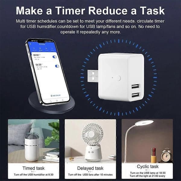 Tuya Smart Zigbee USB-adapterkontakt 5V Mini 2 USB-strømadapter Smart Life-kontroll for Alexa Yande