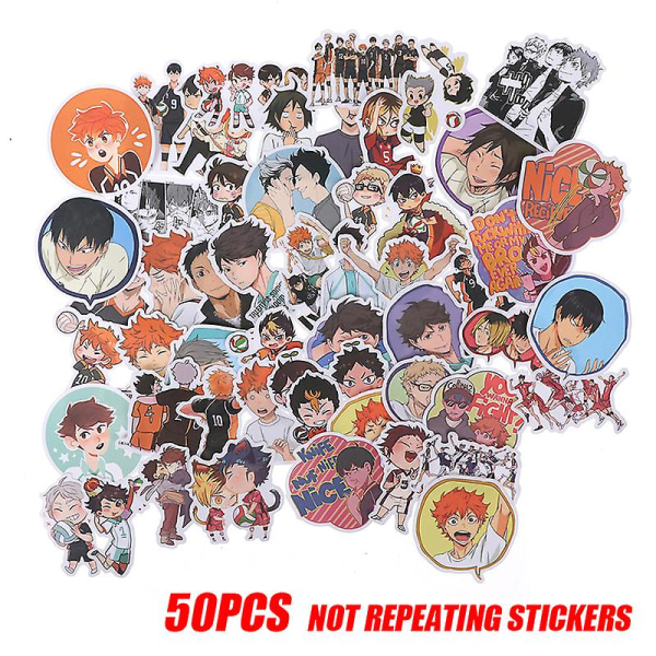 50 kpl Anime Haikyuu PVC-tarra matkalaukkujen kannettavalle rullalaudalle tee itse vedenpitävä