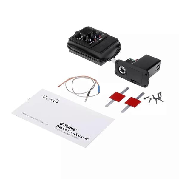 3-bands förförstärkare, equalizer, reverb, delay, chorus, wide, Cherub akustisk gitarr pickup js