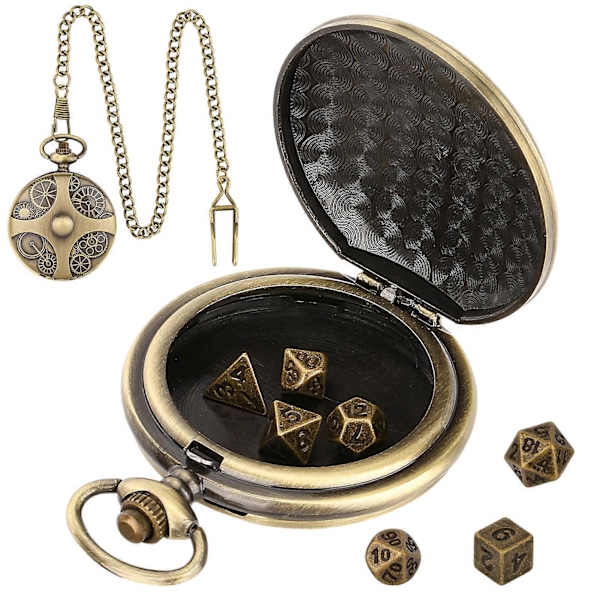 Mini DND Noppasarja Steampunk Vaihde Taskukello Noppasarja Metalli D&D Nopat Roolipelilauta Pelitarvikkeet Pöytäseikkailuihin