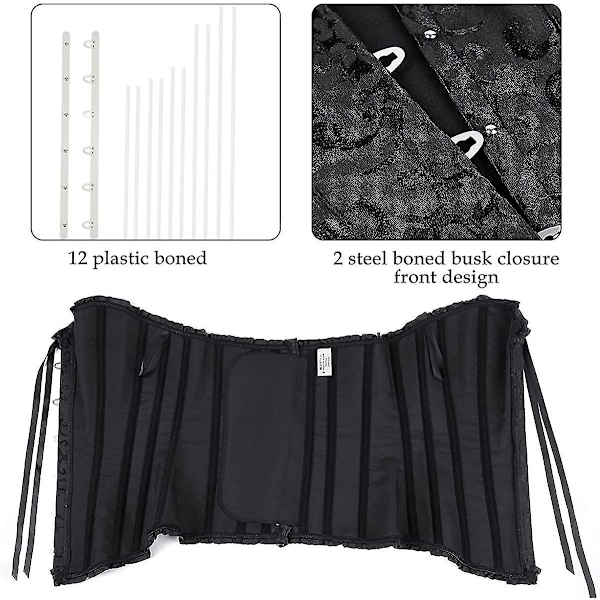 Szivyshi Naisten Yläosa Ylirintainen Sydämen Muotoinen Nauhakiinnitys Muoviset Luut Korsetti Bustier Black 3*L Plus