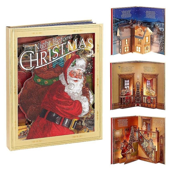 The Night Before Christmas Pop-up-bok med lys og lyd Utsøkte klassiske attraktive historier Nyttårsgaver