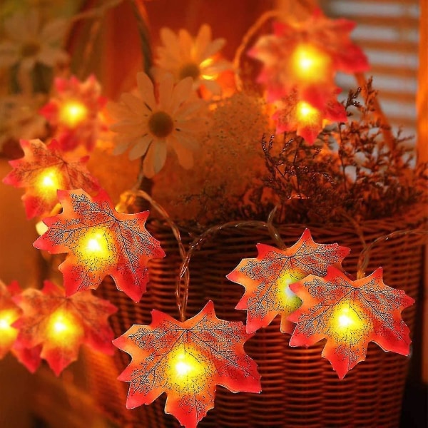 Maple Leaf Fairy Lights, 20led høstkransen høstløvkransen Høstdekorasjon Høstlønnebladdekorasjonen Høstdekorasjonen til jul Takk