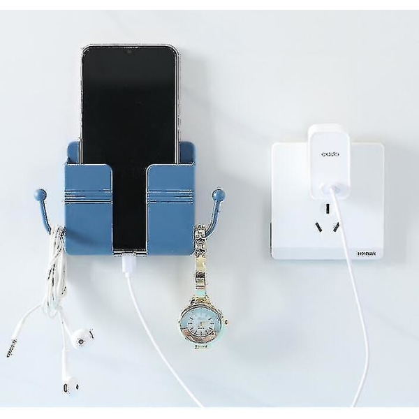 2-pakningsveggmontert mobiltelefonstativ Ladestativ Rackstativ Selvklebende stativ Blue