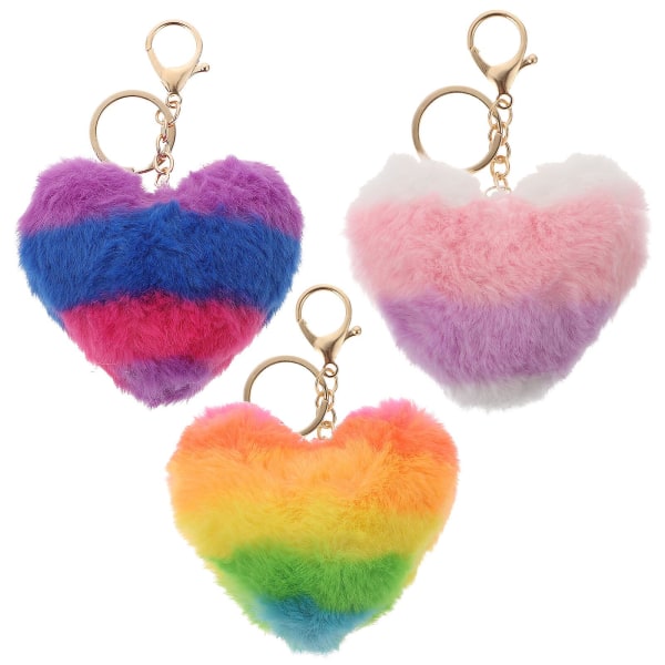 3st Lovely Peach Heart Keys Chain Pretty Plush Key Rings Praktiska nyckelringar Assorted Color 1 14X10cm