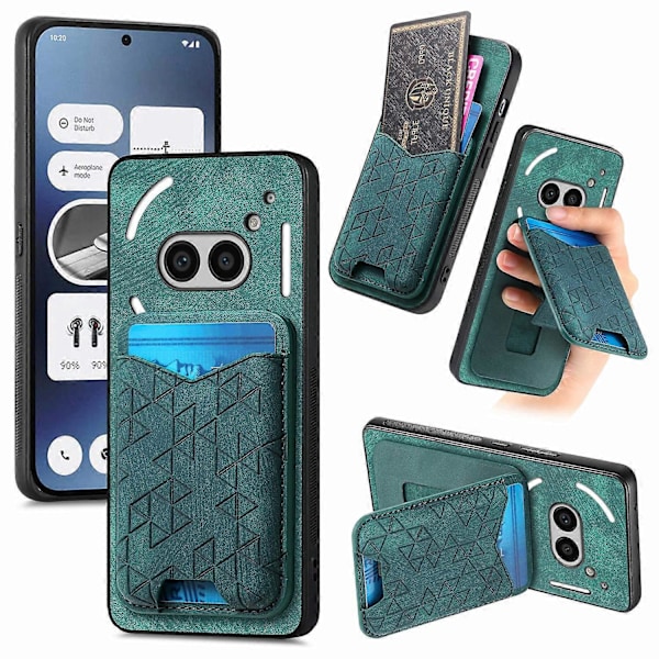 Til Nothing Phone (2a) Etui med Præget Mønster, Kortholder, Støttefod, Læder Bagcover Multicolor Style C