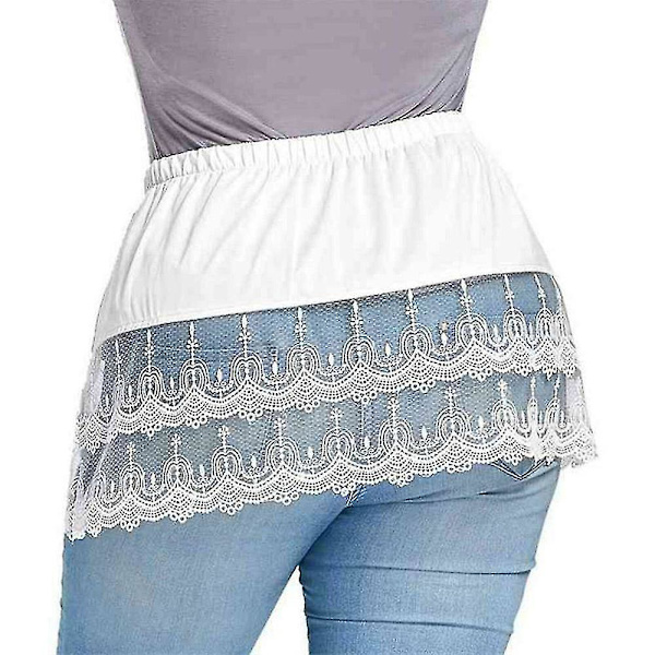 Kvinner Skjørt Utvidet Blonder Trim Extender Underskjørt Bomull Avtakbar Lagdeling Mini Skjørt Falsk Skjorte Bluse Hale Hem Syv Størrelser Black XXL