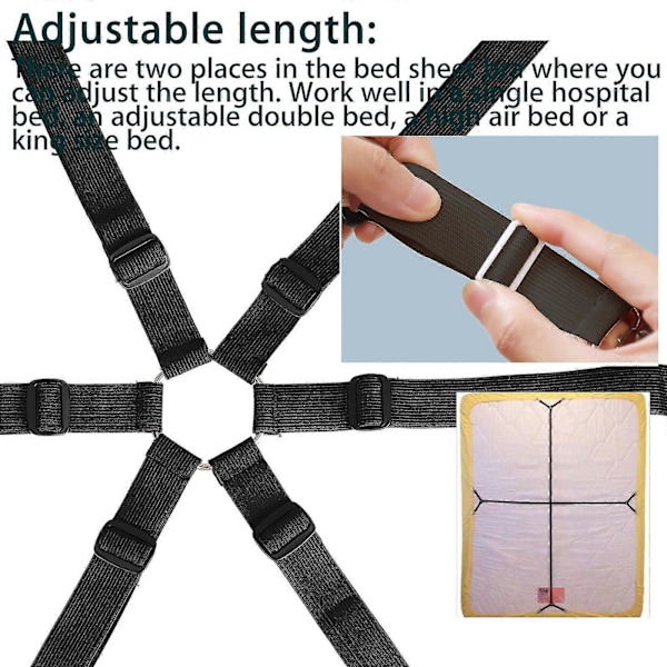 6 Siders Heavy Duty Trekant Senglaken Klips, Justerbar Elastisk Lakens Stropper Suspenders Gripper Festespender Holder, Trekant Kryss Senglaken Klips