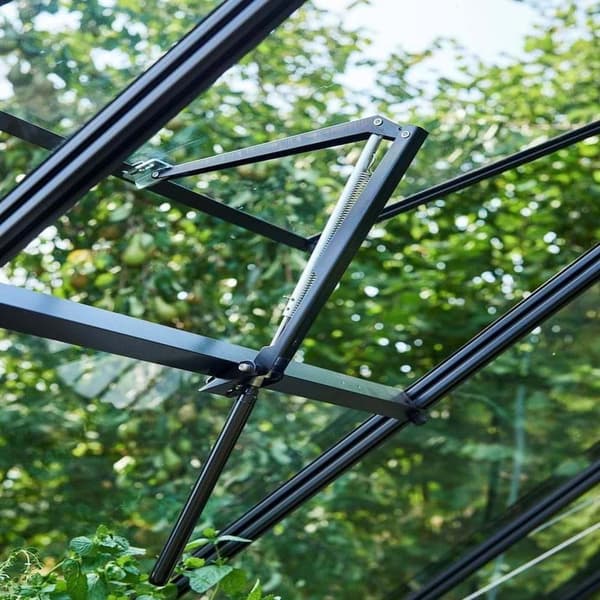 Automatic window opener single spring for summer house greenhouse and skylight, galvanized aluminum sheet window operator (Black)