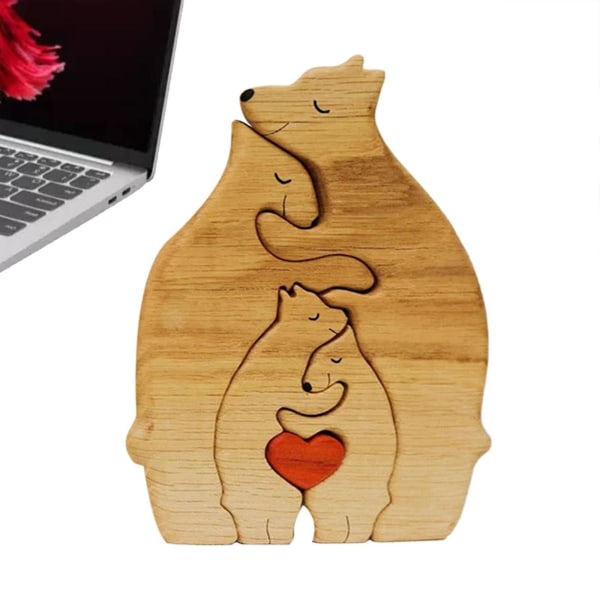 2023 Wooden Bears Familiepuslespill Gave til Familie Personlig Bear Familie Tre Art Puslespill, Gave til Familie