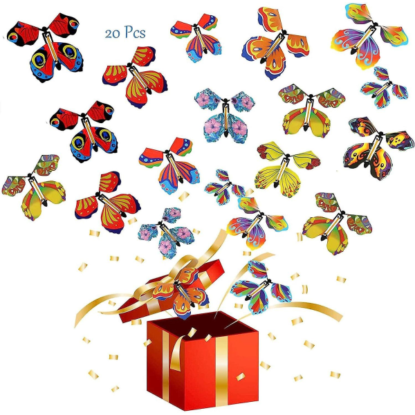 Magic Butterfly 20 kpl Magic Flying Butterfly -kortti syntymäpäivälahjaksi, esityksen rekvisiitta yllätyslahjoiksi