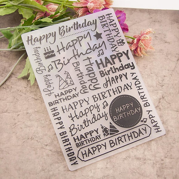 Grattis på födelsedagen Plastpräglingsmapp Gör-det-själv-hantverksmall Form Scrapbook-papper