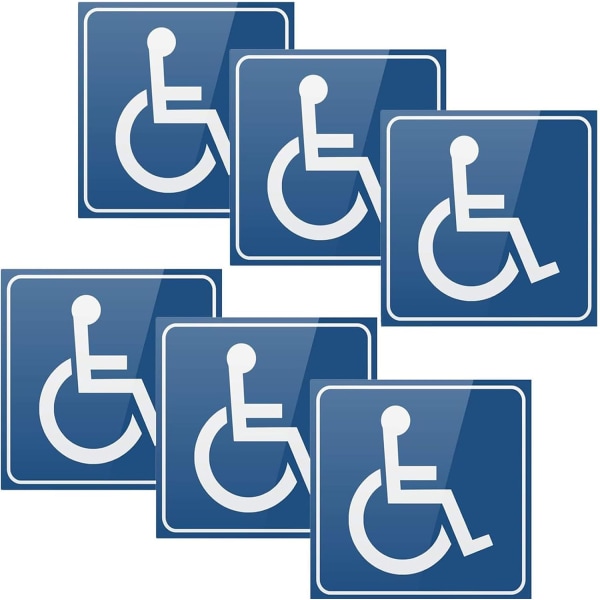 6 kpl vammaisten autotarroja, sinisiä vammaisten tarroja, autobussivaunun pyörätuoliin.
