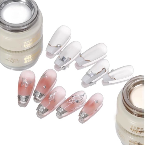 Speil Gull Metallic Neglelakk Maleri Tegning Gel Polish Neglekunst, Reflekterende Høyglans Neglelakk Soak Off Uv/led, 8g silver 1 pcs