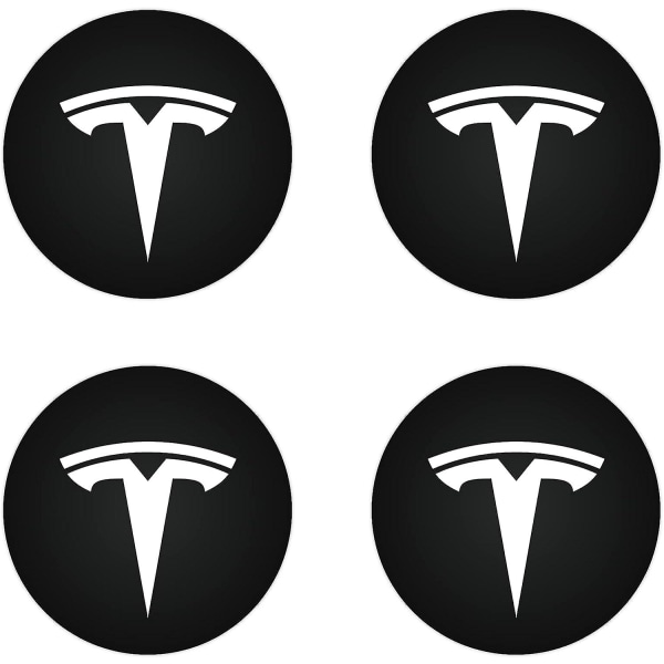 Centerkapsel (4 stk.) til Tesla Model Y Model 3 Modifikation Navkapsel (hvid/mat sort)