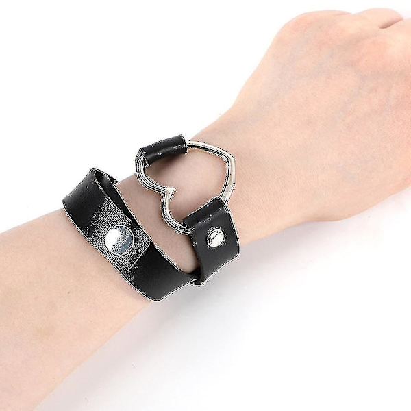 Sexy Choker Halskjede med Hjerteanheng for Kvinner - Gotisk Punk i Lær