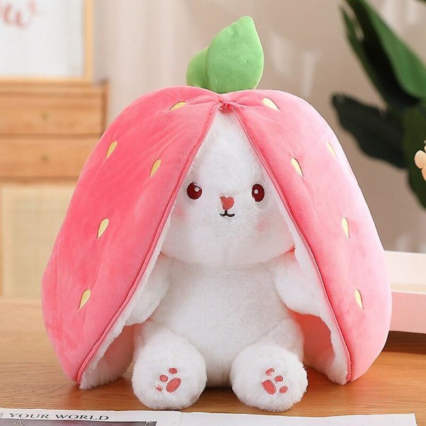 18/35 cm gulerod kanin plys legetøj udstoppet blød kanin gemmer sig i jordbærpose legetøj med lynlås 18cm