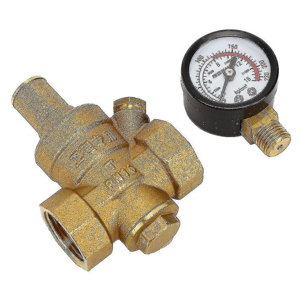 Dn25 Justerbar Vann Trykkreduserende Regulator, Messing Vann Trykkreduserende Ventil + Manometer Vanntrykksmåler (dn25)