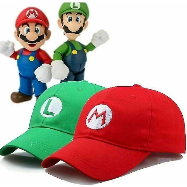 Super Mario Bros Odyssey Luigi baseballkasket Børn Herre Justerbare Cosplay Hatte_h Red