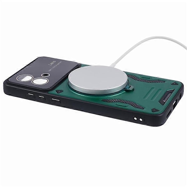 Kompatibel med Motorola Moto G84 5G Bakdeksel Kompatibel med MagSafe PC+TPU Støtte Telefondeksel Green