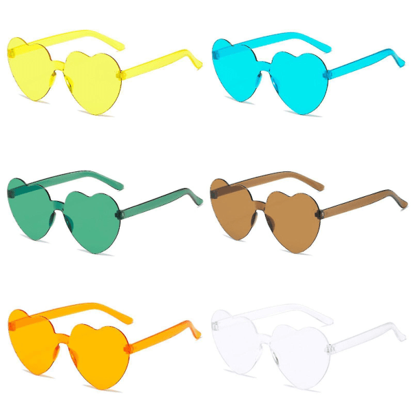 12 stk hjerteformede rammeløse briller Trendy Transparent Candy Color Eyewear For Party Favor light blue