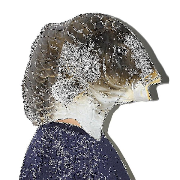 Svart Fiskmask Latex Djurhuvudmask Grå Fiskdräkt Huvudbonad Maskeradfest Vuxen