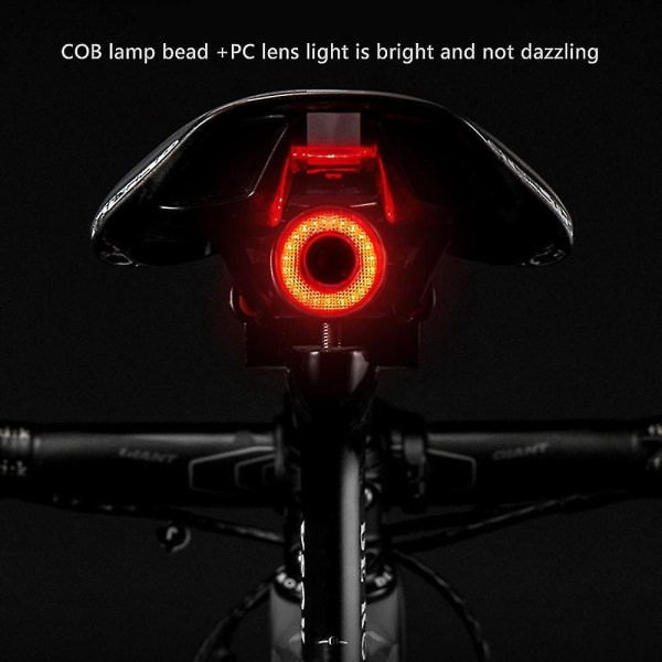 Rockbros Bicycle Q5 Baklys Intelligent Sensing Bremselys Sykkelutstyr Nattkjøring Baklys