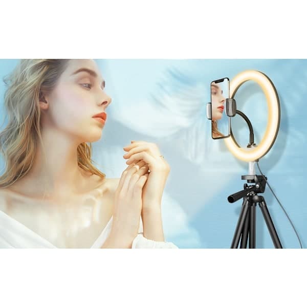 10ft Ring Light med 50ft uttrekkbart hvitt stativ, sirkulært LED-lys