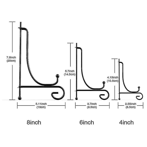 2023-6 pakke 3 størrelser billedstaffel til skærm, jernholder (4, 6, 8 tommer)