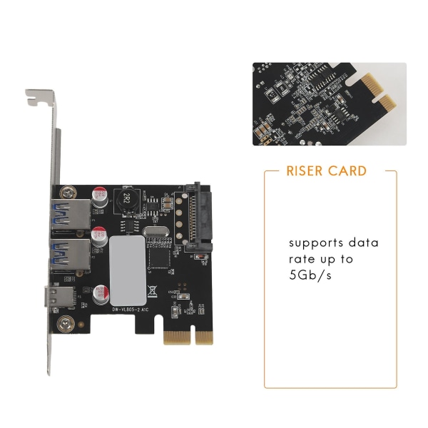 Usb 3.1 Typ C Pcie Expansionskort Pci-e Till 1 Typ C Och 2 Typ A 3.0 Usb Adapter Pci Express Contr