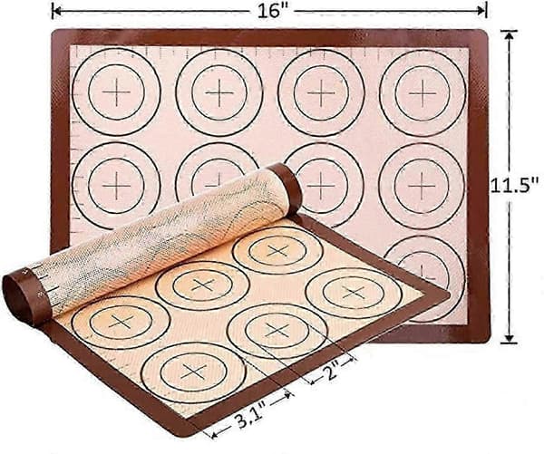 Silikon bakeunderlag sett, 2-pakning non-stick silikonforing for bakeformer og rulling 2 pieces