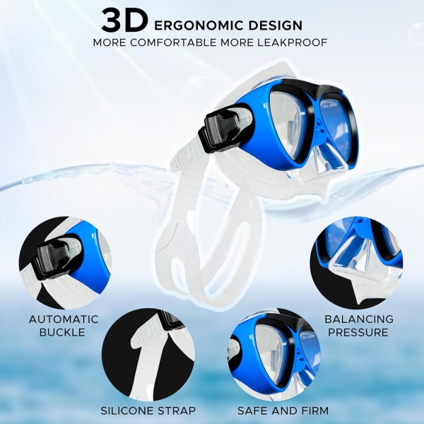 Snorkelset för barn, Anti-im Dykmask, Snorkelmask med panoramavy, Simglasögon för barn, Snorkelutrustning med andningsrör