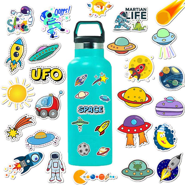 50 st Cartoon Space Planet Stickers Laptop Bagage Gitarr Skateboard Dekaler