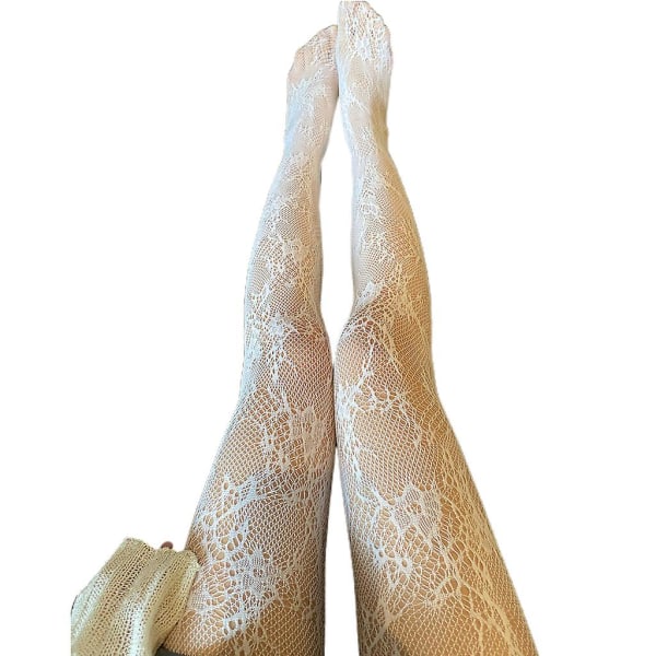 Kvinder Hule Ud Mesh Net Strømpebukser Sød Blonde Floral Lolita Strømpebukser