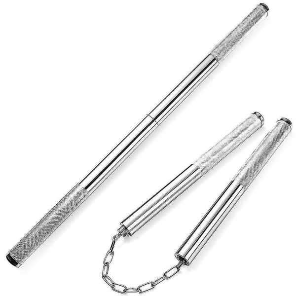 1 stk skridsikker teleskopisk rustfrit stål To-i-en Nunchaku